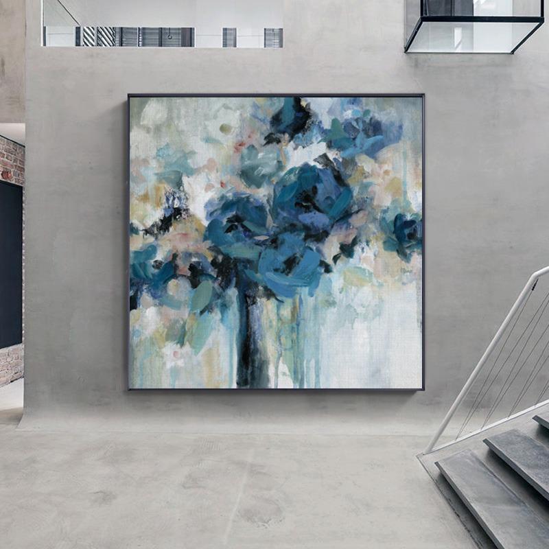 Aquarell Blau Blumen Leinwand Malerei Moderne Abstrakte Poster und Drucke Wand Kunst Bilder für Wohnzimmer Home Decor Unframed
