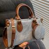 Contrasting Color Handbag Women's 2025 Autumn New Texture Foreign Style Tote Bag French Commuter High Value Messenger Bag