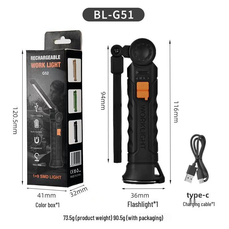 USB Multifunctional COB Magnetic Auto Repair Flashlight with Warning Light