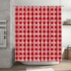Modern Red White Bath Shower Curtain with Geometric Design for Bathroom Decoration Waterproof Fabric Customizable Size Available
