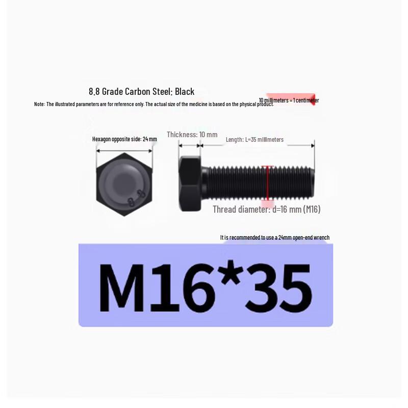 MinDu 8.8 Grade High-Strength Blackened Hex Head Bolts