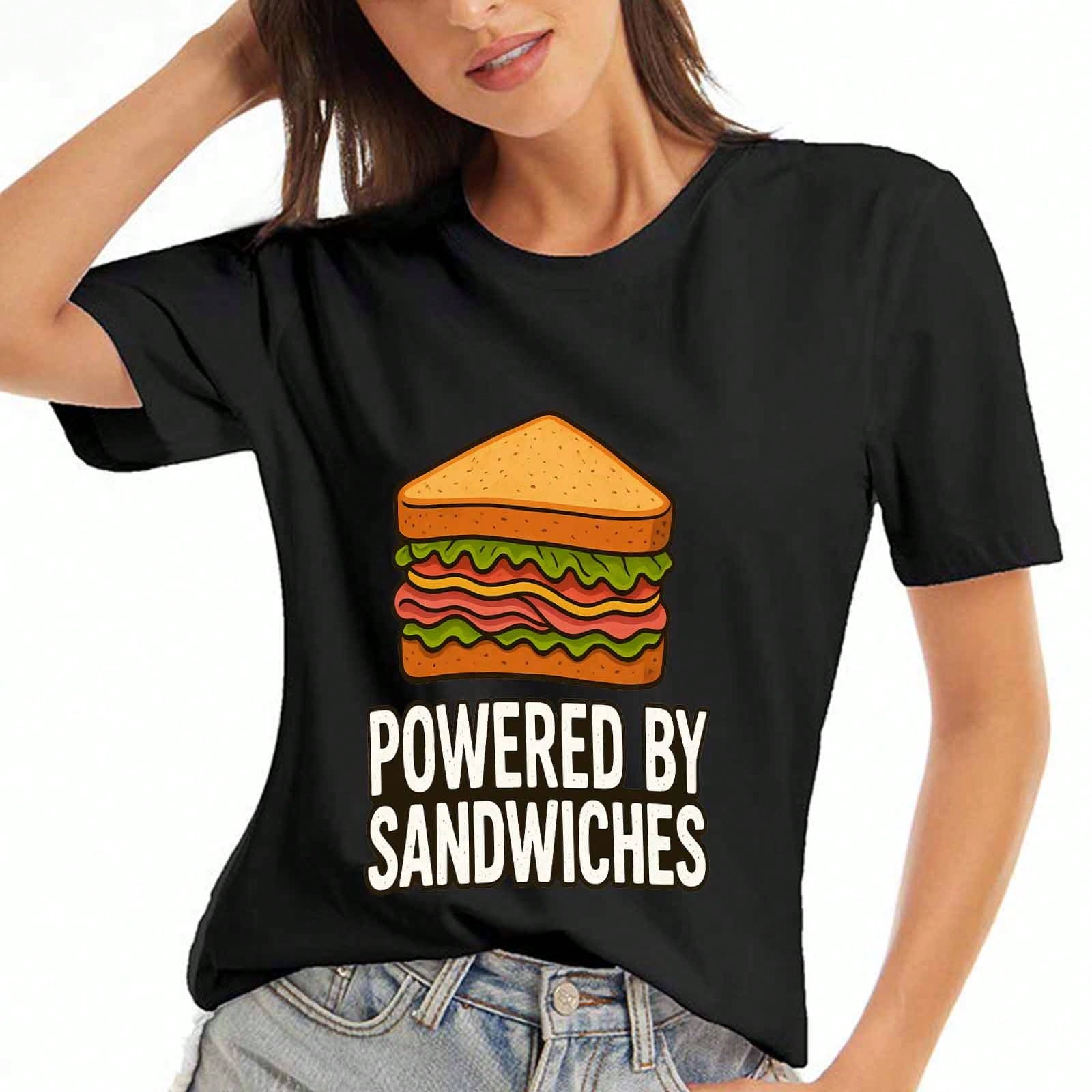 Sandwich Lover Cotton T Shirt, Pure Cotton Highquality Print, Durable, Casual And Fashionable. Perfect For Foodies, Cute Sandwich Graphic Tee For , G S разноцветный
