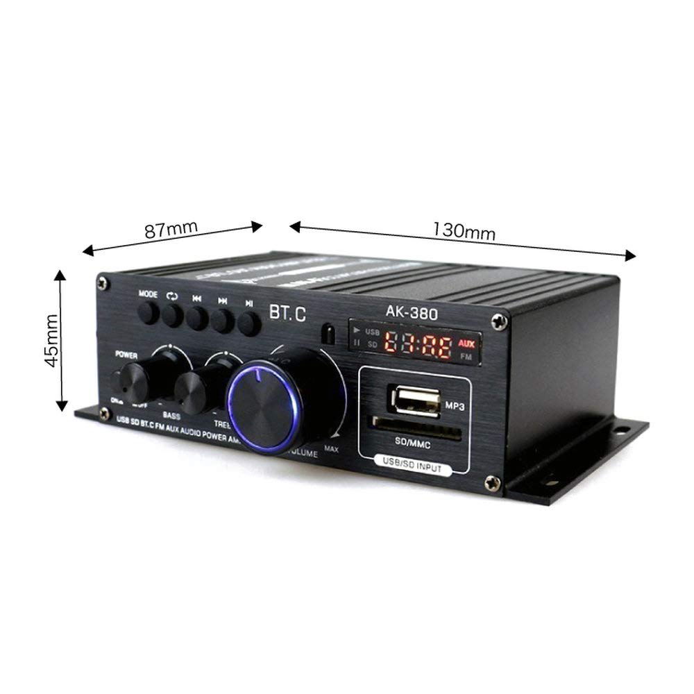 Lifepower Kleiner 2-Kanal-Audioverstärker, Ausgang 40 W, 40-W-Kartenwiedergabe, Aluminiumgehäuse, Stereosteuerung inklusive, multifunktionaler Leistungsverstärker, verschiedene Musik