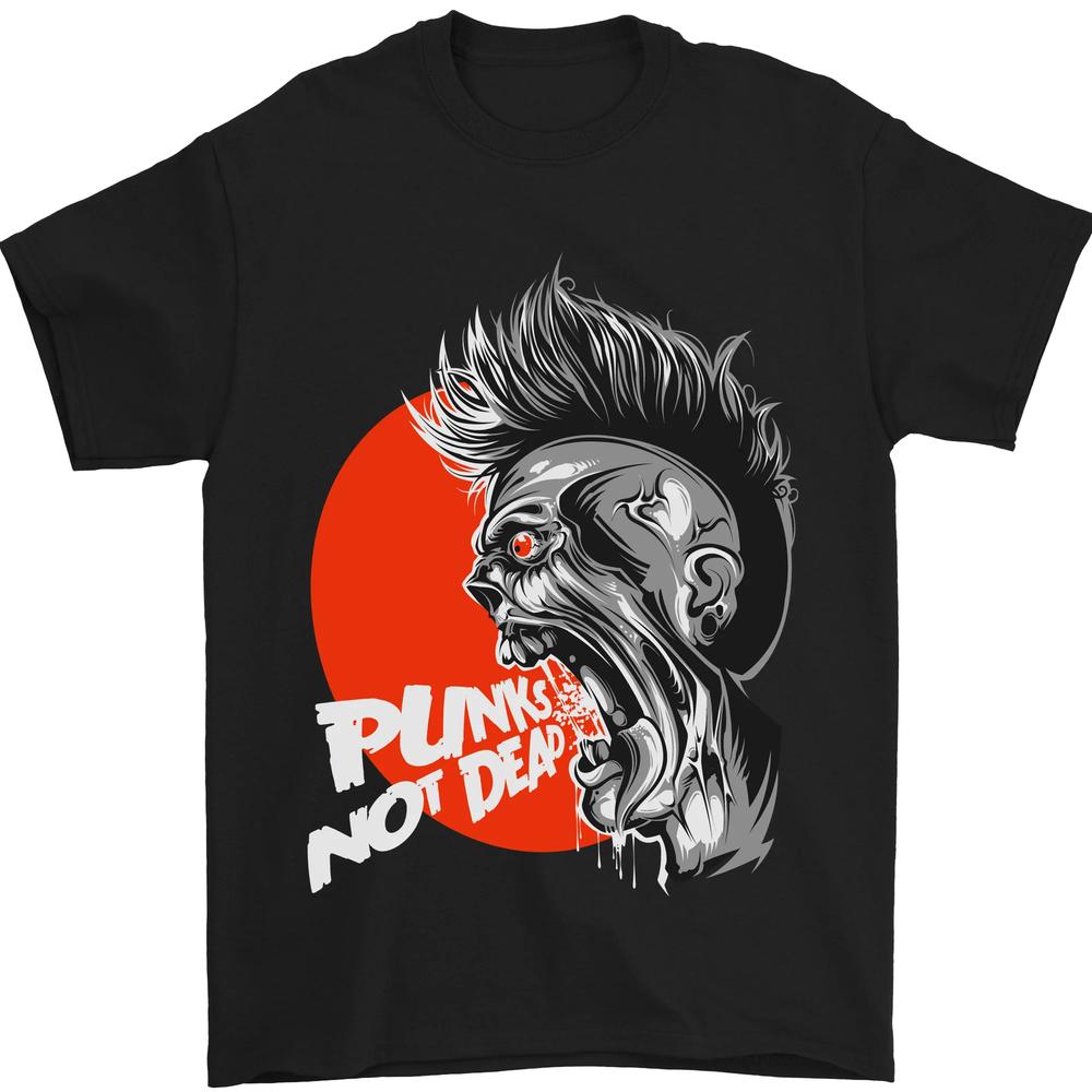 Punks Not Dead Koszulka Unisex Rockowa z Czaszką 100% Bawełna
