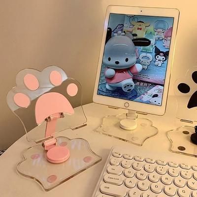 Simpatico Supporto per Telefono Altezza Regolabile Supporto da Tavolo per Telefono Acrilico Zampa di Gatto Supporto Durevole per Registrazione Video Compatibile con Caricabatterie