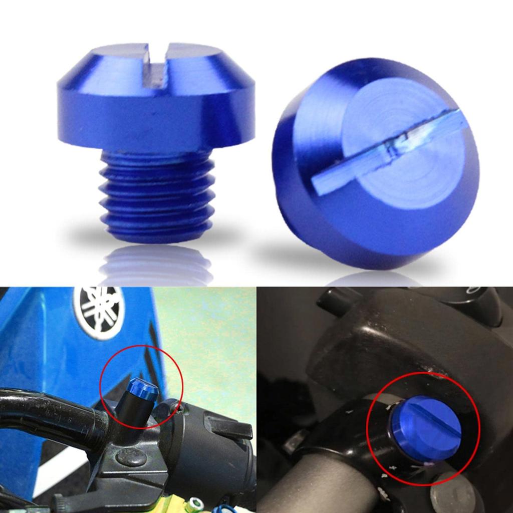 2pcs M10x1.25 Rearview Mirror Screw Hole Plug Screw Bolt Blue Positive, 10mm