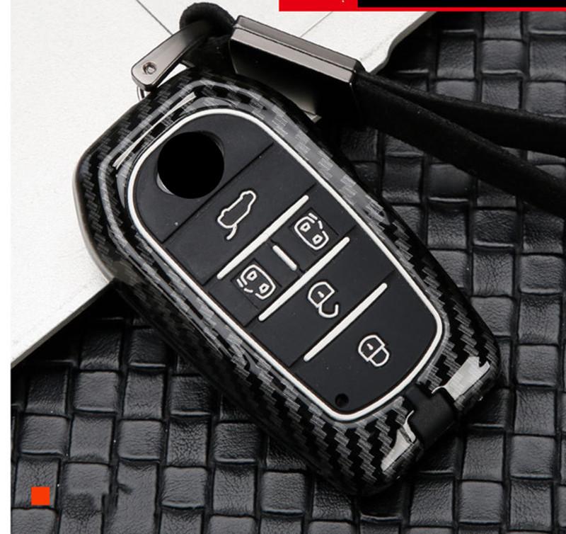 Alloy Carbon Fiber Car Key Cover Case 6 Buttons For Toyota Alphard Vellfire 30 Ah30 ~  Keychain Ring Accessories
