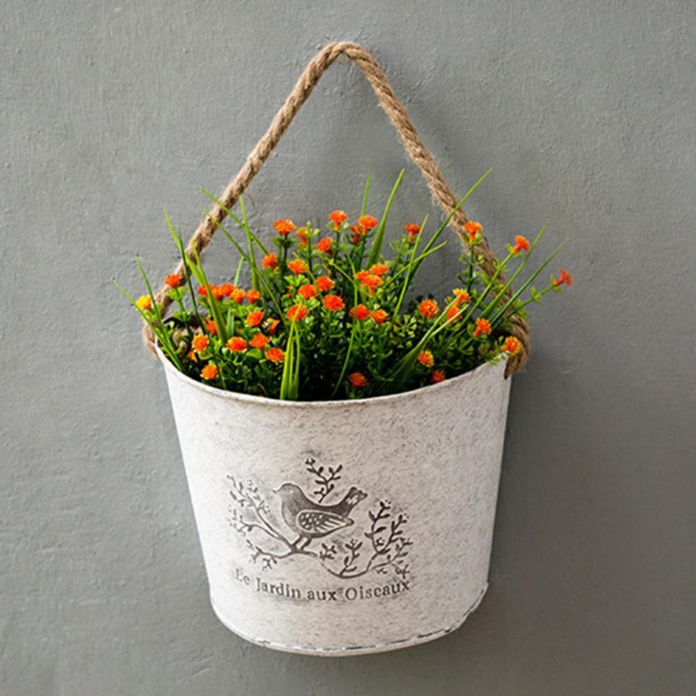 Iron Vintage Semicircle for Balcony Garden Flower Basket Flower Vase Hanging Baskets Flower Pot