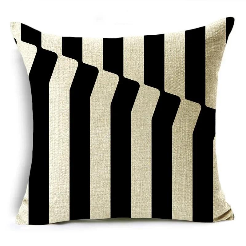 Poszewka na poduszkę Czarno-biała Prosty design Geometryczne szycie Pokrowiec na poduszkę do sofy, biura, na drzemkę 40*40cm/45*45cm/50*50cm