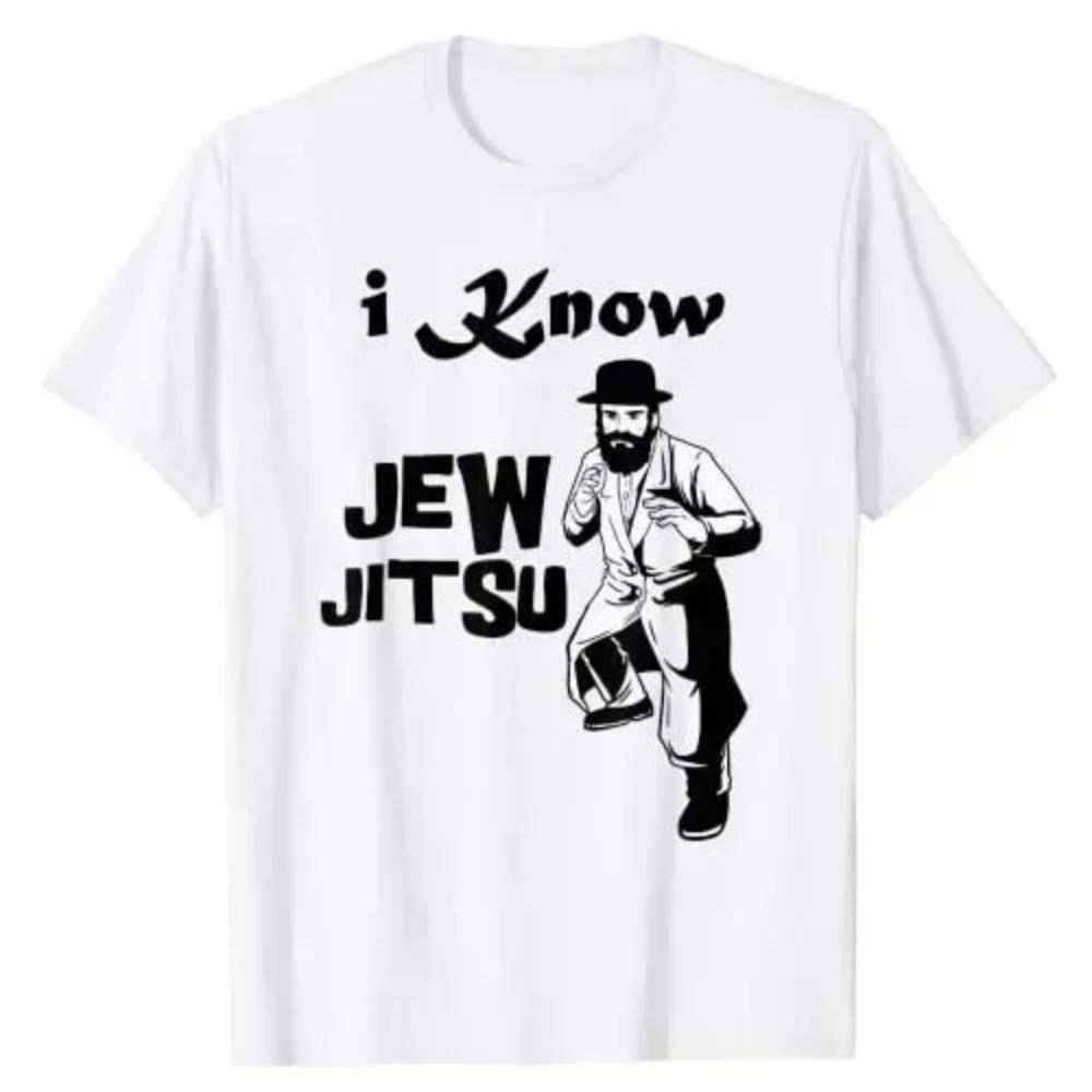 Zabawne graficzne koszulki z krótkim rękawem Streetwear Modne ubrania Wiem JewJitsu Koszulka Rabbi Horah Dance Jiu Jitsu Żydowska koszulka