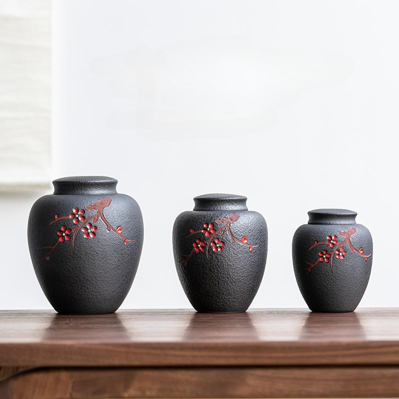 Vintage Plum Blossom Ceramic Tea Jar Sealed Coffee Candy Jar Antique Art Decorative Jars Storage Ornaments Home Decoration Gifts