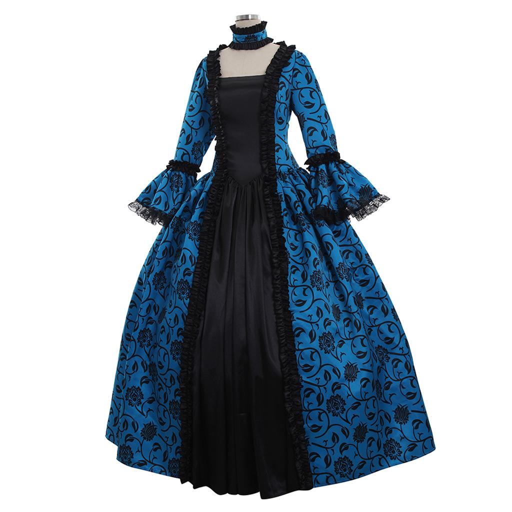 Victorian Renaissance Ball Gown, Medieval Gothic Lolita Long Sleeve Dress for Women, Halloween & Masquerade Parties