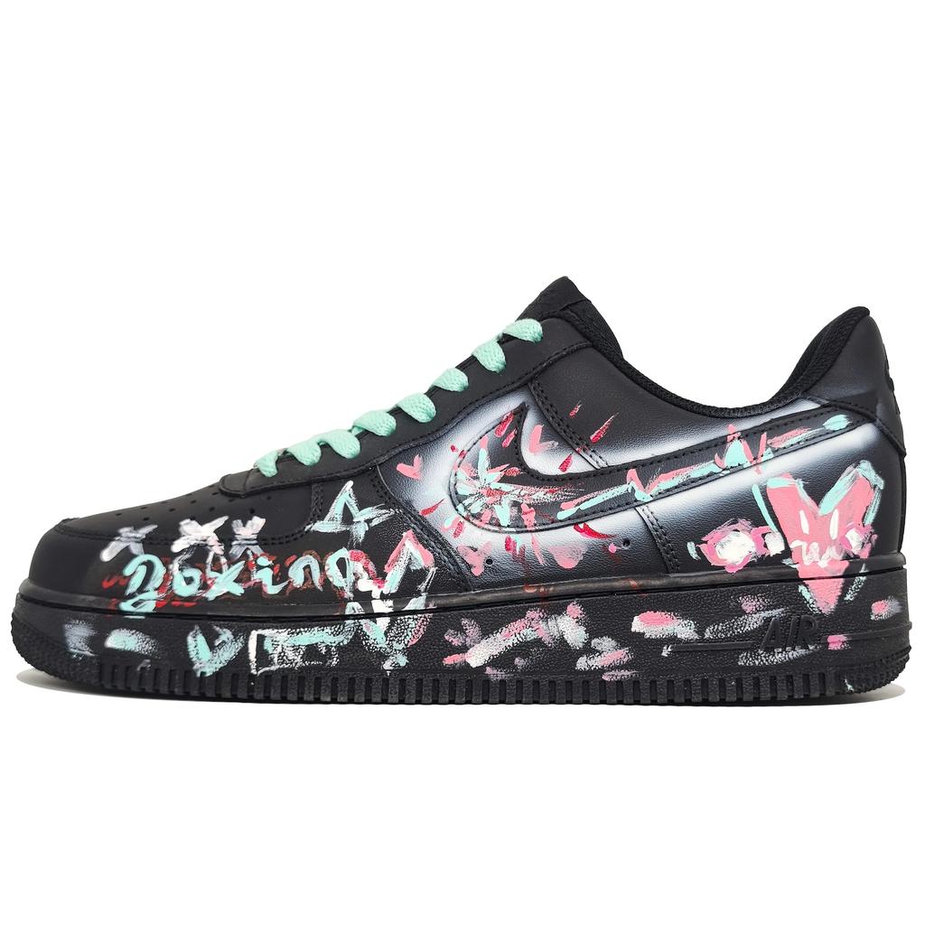 Nike Air Force 1 Abrasion Resistant Low Top Skateboard Shoes Unisex Pink Cyan CW2288-001(Team1353-)