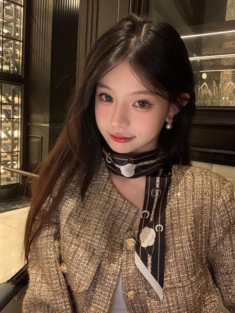 

Женский ретро тонкий шелковый шарф с леопардовым принтом, галстук для волос, повязка на голову, аксессуар