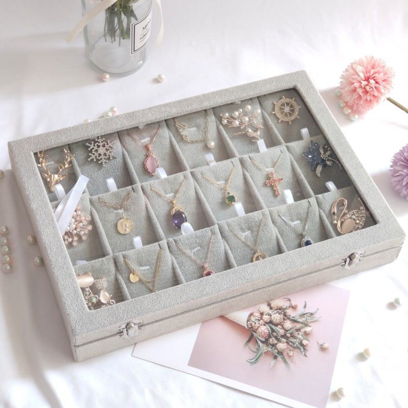 Jewelry Storage Box Earring Pendant Necklace Jewelry Display Box Dustproof Transparent Flip Lid Jewelry Box