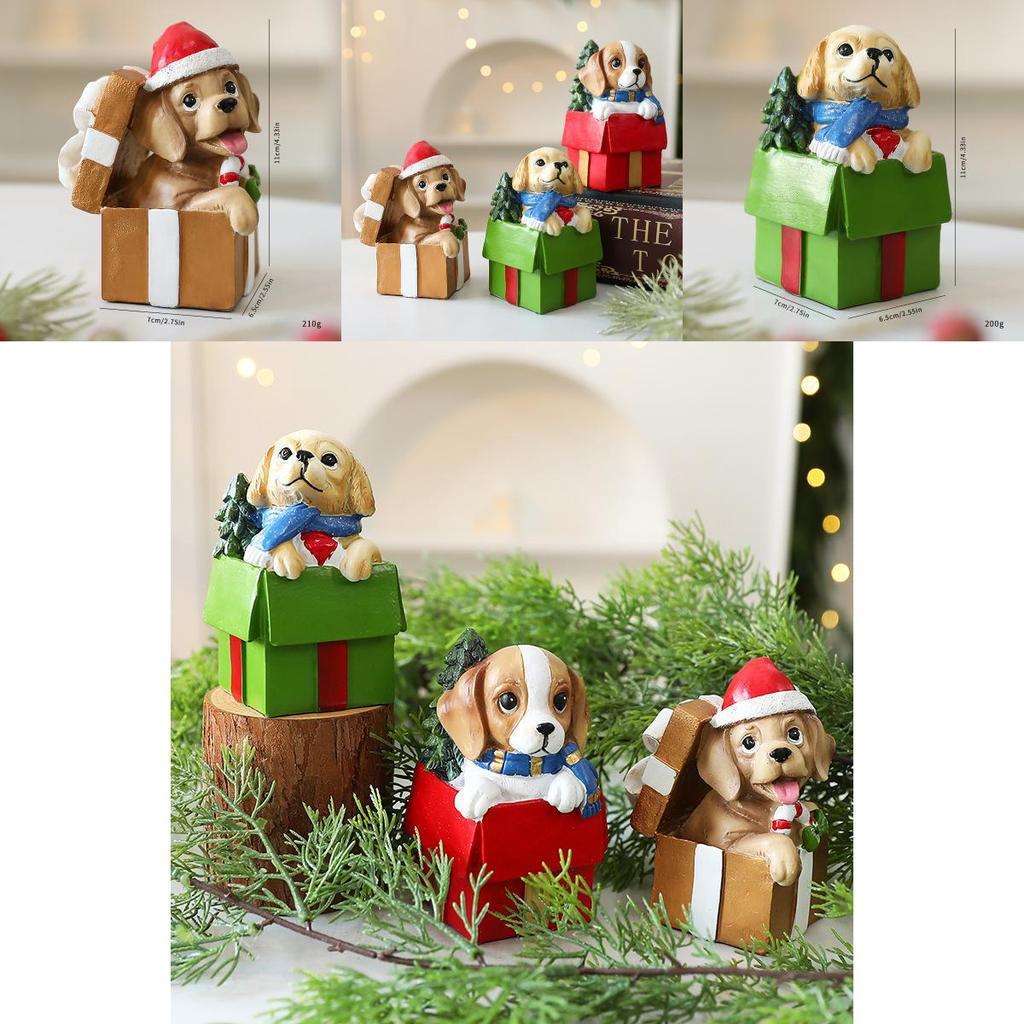 Cute Gift Puppy Resin Desktop Ornament For Holiday Scene Display