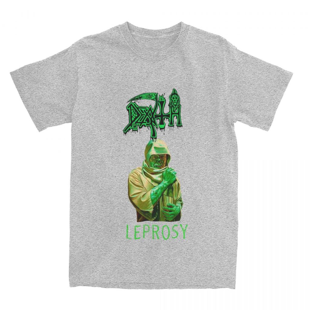 Men's T Shirt Death Leprosy Death Metal T Shirts Harajuku Rock Music Band Beach Tees Y2K Fun Custom DIY Cotton Tops Plus Size