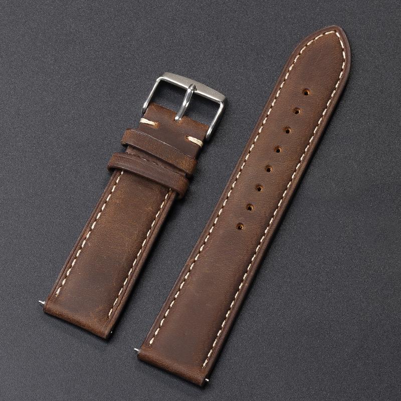 Genuine Calfskin Leather Watchband for Omega Business Watch Band for Seiko 18mm 20mm 22mm Handmade Stitching Cowhide Brown Strap
