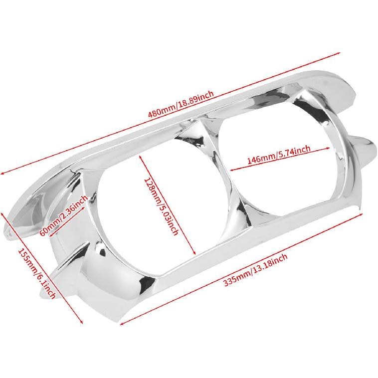HDBUBALUS Motorcycle Headlight Bezel Trim Ring Cover Dual Headlamp Bezel Fit for Harley Road Glide 2015-Later Chrome