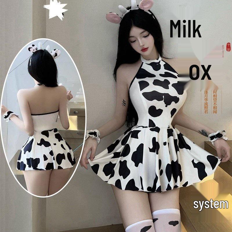 Verspieltes Kuh-Maid Dessous-Set: Verlockendes und Niedliches Rollenspiel-Outfit