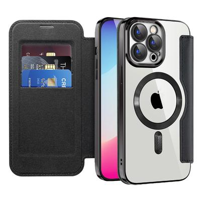 Applicable To IPhone16Pro Flip Cover Leather Case, Apple 15 Electroplated Magnetic Phone Case 14