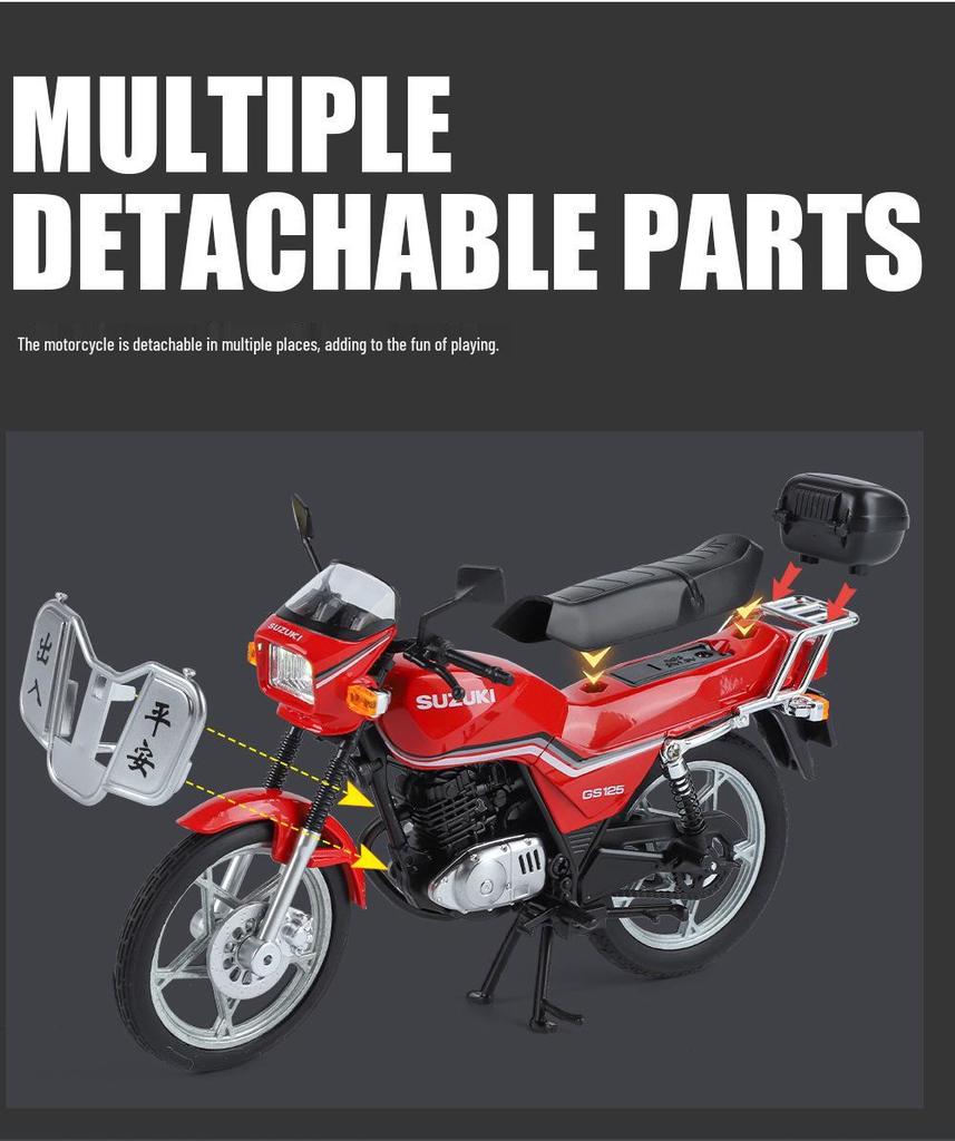 Jinlida GS125 Retro Motorcycle Alloy Model with Shock Absorption.
