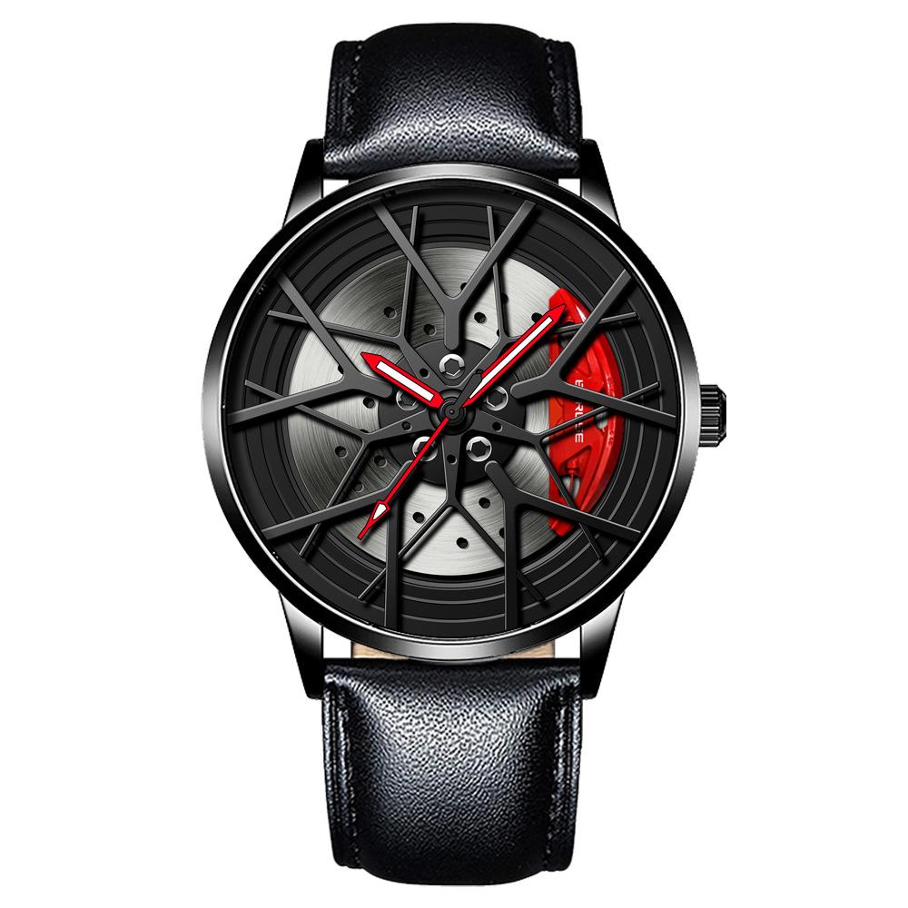 Boruse Trendy Locomotive Wheel Hub Watch Men'S Automatic Waterproof Luminous Quartz Watch
