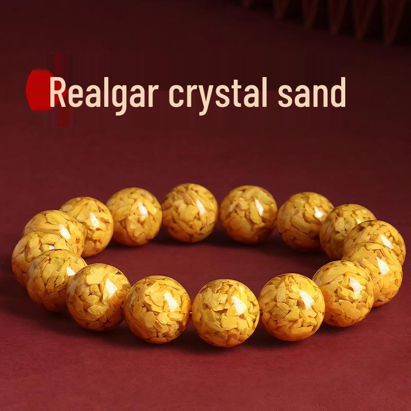 Genuine Realgar Cinnabar Zodiac Bracelet - Unisex Crystal Sand Jewelry, Live Broadcast. 8MM Single Loop [23 Beads]