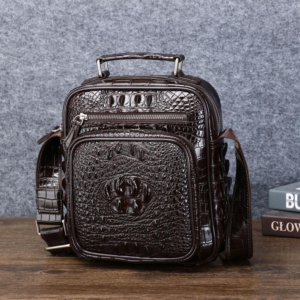 Crocodile Bone Pattern Men's Single-shoulder Bag, Fashionable Large-capacity Men's Bag, Multi-functional Backpack, Hand-held Crossbody Bag
