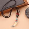 Retro woven dog tooth necklace men's and women's long niche personalized wolf tooth pendant pendant sweater chain accessories