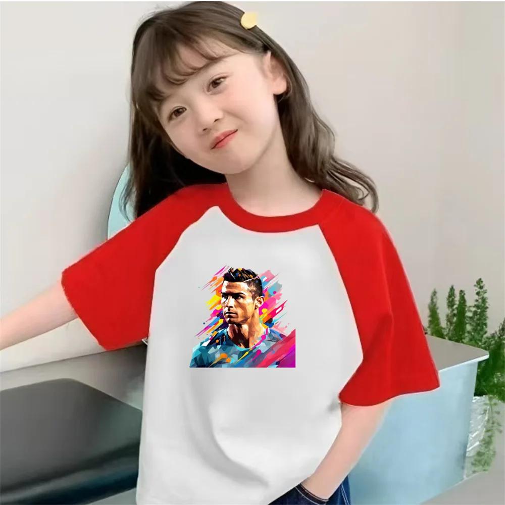 Ultima T-shirt in Puro Cotone da Uomo per Fan con Stampa della Superstella del Calcio Cristiano Ronaldo Edizione Commemorativa Classica Top in Cotone