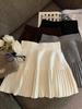 Pleated Knitted A-line Mini Skirt for Women - High Waist, Slimming, Versatile, Petite Fit for Spring & Autumn