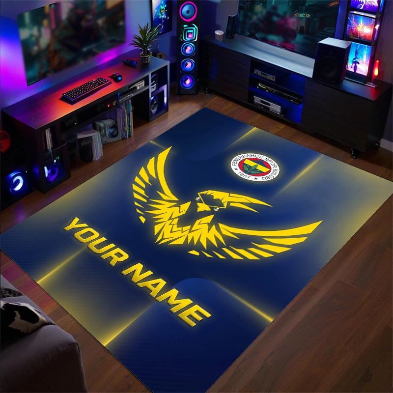 Crystal Velvet Rug Fenerbahçe FC Print Custom Name Text Floor Mat Home Decor