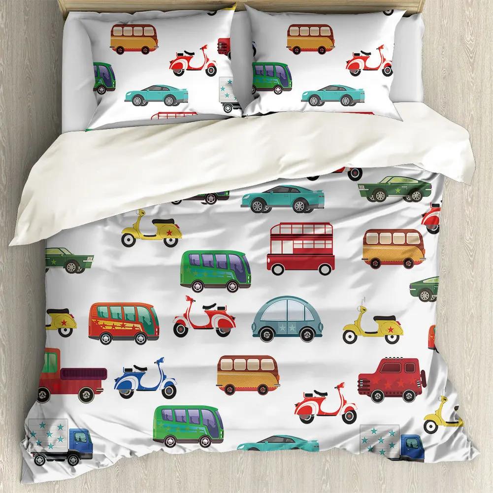 Carton Car Cover Toy Truck Bus Soft Duvet Cover Excavator Children Young Boys Young Girls Gifts Trafic Light Smal Animals Drive Bedrom Decor