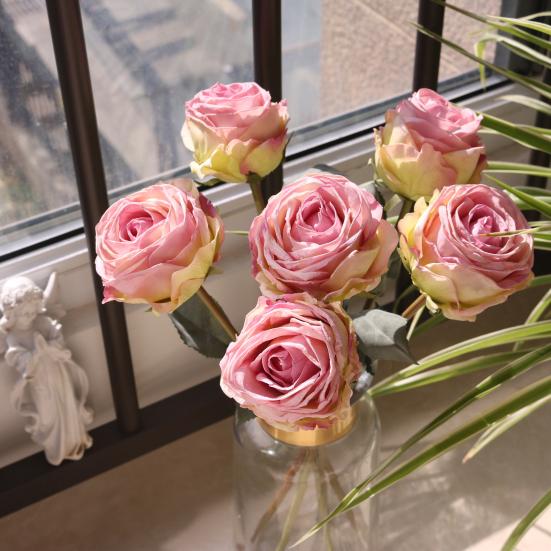 Artificial Rose Flower for Flower Arrangement Realistic Faux Silk Long Stem Rose Bouquet for Wedding Centerpiece Home Party Decor