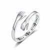 Engraved Women's Hugging Hands Ring – Fashionable European & American Style with English Letter Design