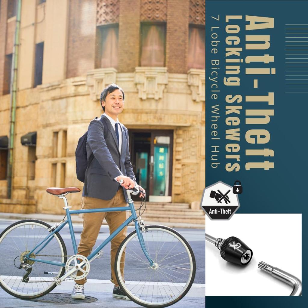 ONIPAX Bicycle Skewer Skewer with Key Ideal for Wheel Seatpost Theft Quick Release Replacement Anti-Theft Lock, Type, 7-Lobe Pin, – & Prevention,