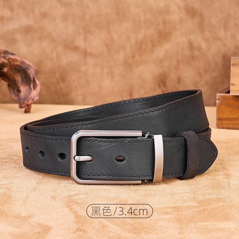 

Новый ремень из коровьей кожи первого слоя ручной работы, мужской комбинезон из натуральной коровьей кожи растительного дубления, старый ремень чёрный
