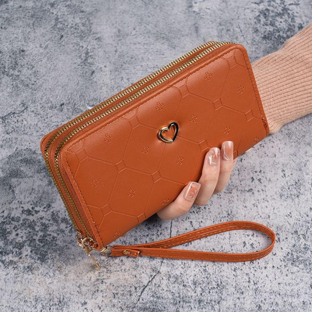 

Large Capacity Double Layer Wallet Floral Pattern Luxury Design Long Style Handbag PVC Material Women s Handbag Women Girls коричневий