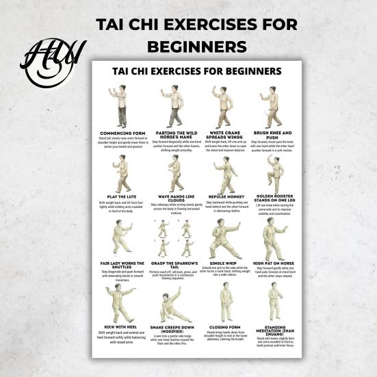 Tai Chi Per Donne di Mezza Età Set di 3 Poster Guida all'Esercizio per Anziani Allenamento per Principianti Tabella di Allenamento Regolazione Qi e Sangue Anziani Basso Impatto Equilibrio