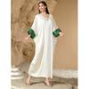 New Arrival Middle East Dubai Robe Loose V Neck Slit Dress V-Neck Diamond Studdres