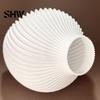 Spiral Ribbed Vase Modern Vase, 3D Printed Dried Flower Matte Floral Arrangement Container White Decorative for Living Room Shelf Table Centerpiece