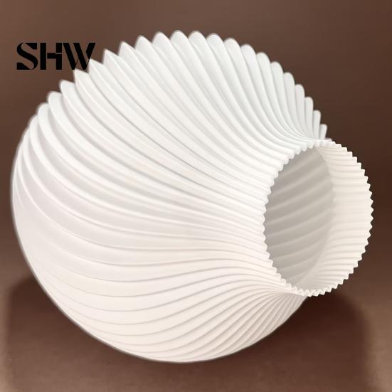 Spiral Ribbed Vase Modern Vase, 3D Printed Dried Flower Matte Floral Arrangement Container White Decorative for Living Room Shelf Table Centerpiece