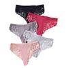 Women's Plus Size Seamless Mid-Rise Thong with Lace Trim, Breathable Pure Cotton Crotch