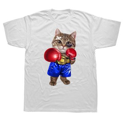 Lustige Katze Boxen Boxer T-Shirts Grafik Baumwolle Streetwear Kurzarm Geburtstagsgeschenke Sommer Stil Marke T-Shirt Herrenbekleidung
