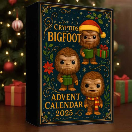 2025 Divoký adventní kalendář 24 Unikátní 3D ozdoba Sasquatch Vánoční odpočítávací krabička Sváteční dekorace Dárek pro dospělé a rodiny