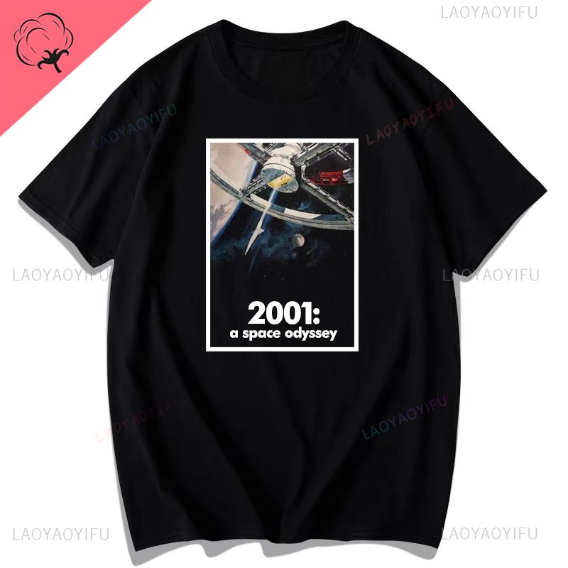 2001 A Space Odyssey Sci-fi Movie Retro Direct Spray Breathable Print Cotton Short Sleeve  Loose Mens T Shirt Ropa Hombre
