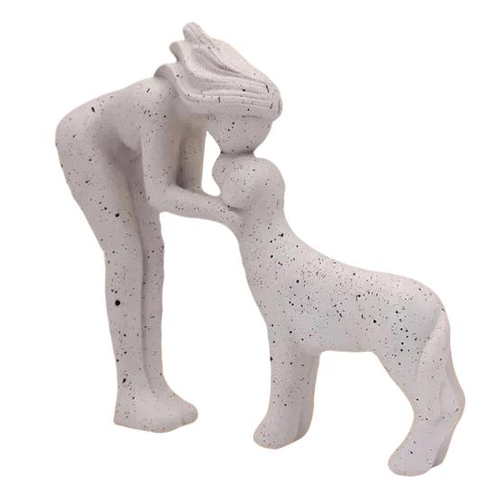Human And Dog Statue Cute Resin Pet Sculpture for Home Office Desk Shelf
