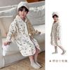 Kids Winter Warm Pajama Set Girls Boys Soft Plush Sleepwear With Hooded Robe Pants A-Class Safe Toddler Home Outfit