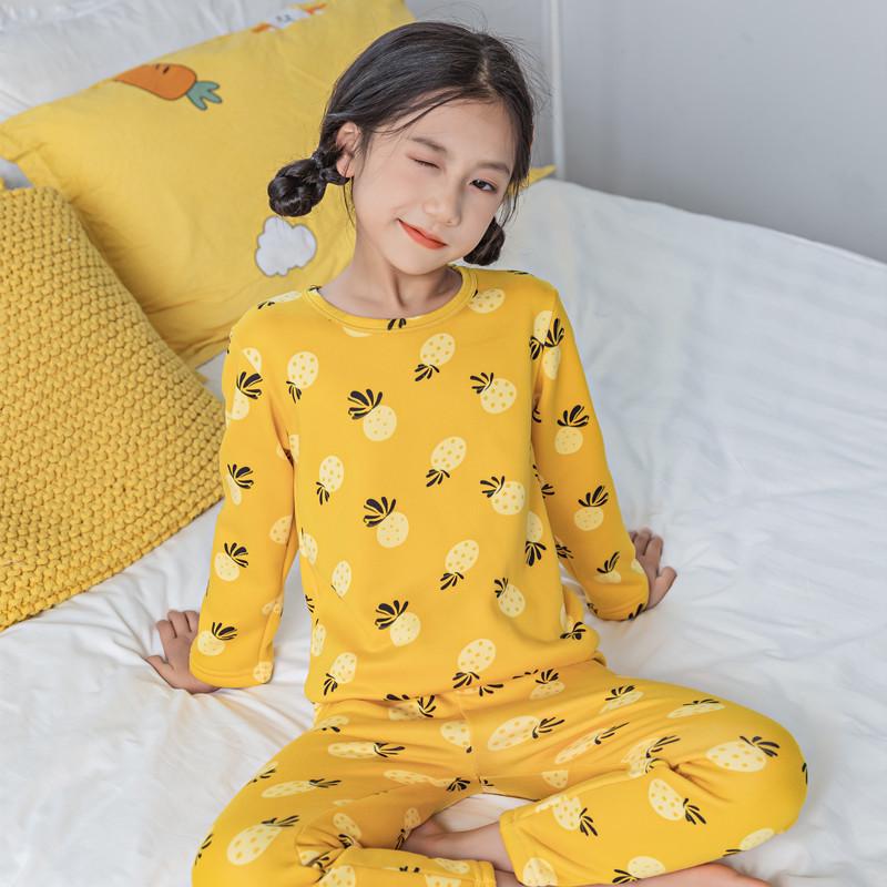 Sada dětského plyšového termoprádla - Chlapecký a dívčí teplý podzimní/zimní dvoudílný oblek